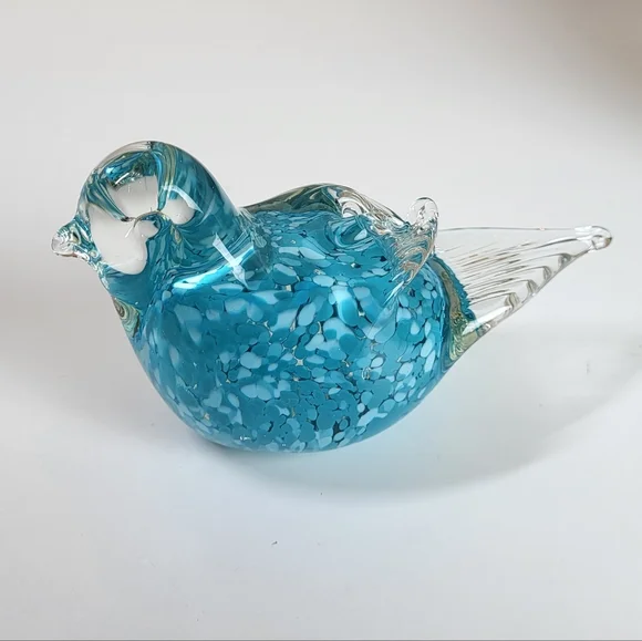 Hand-blown Glass Blue Bird Paperweight 🐦 - Picture 4 of 9